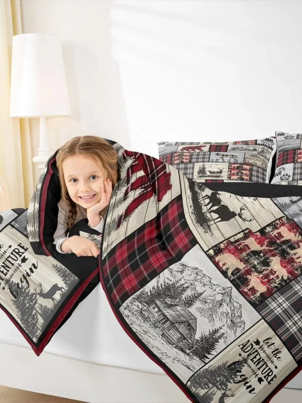 Rustic Cabin Comforter Set Queen Woodland Wolf Deer Bear Comforter For Kids Adul